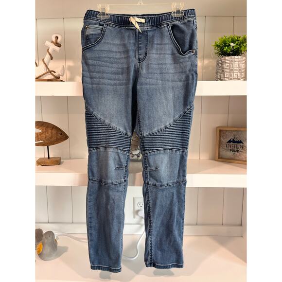 Art Class Super Skinny Moto Jeans Girls Size 16 Blue Elastic Waist Drawstring - Picture 1 of 8